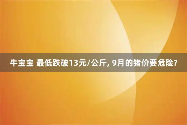 牛宝宝 最低跌破13元/公斤, 9月的猪价要危险?