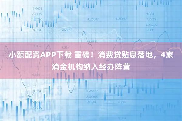 小额配资APP下载 重磅！消费贷贴息落地，4家消金机构纳入经办阵营